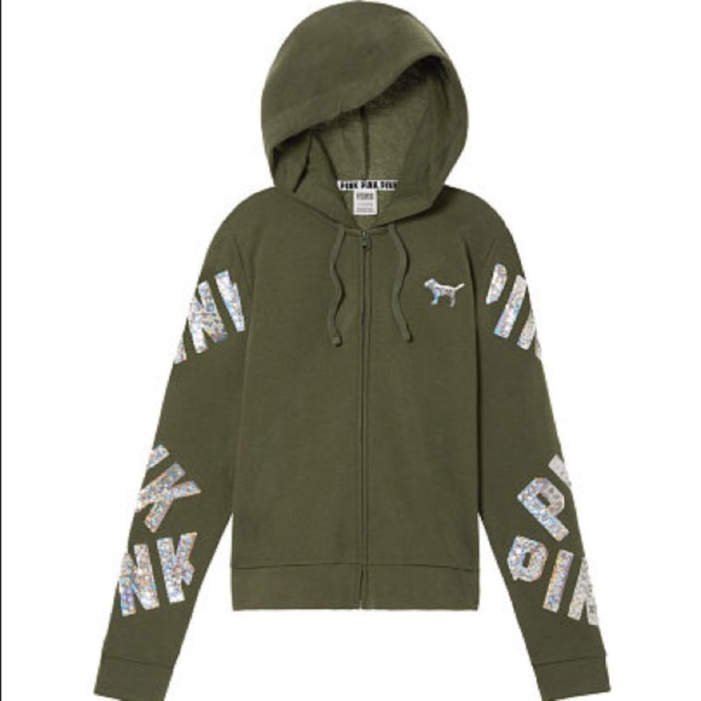 Pink bling full zip sweater